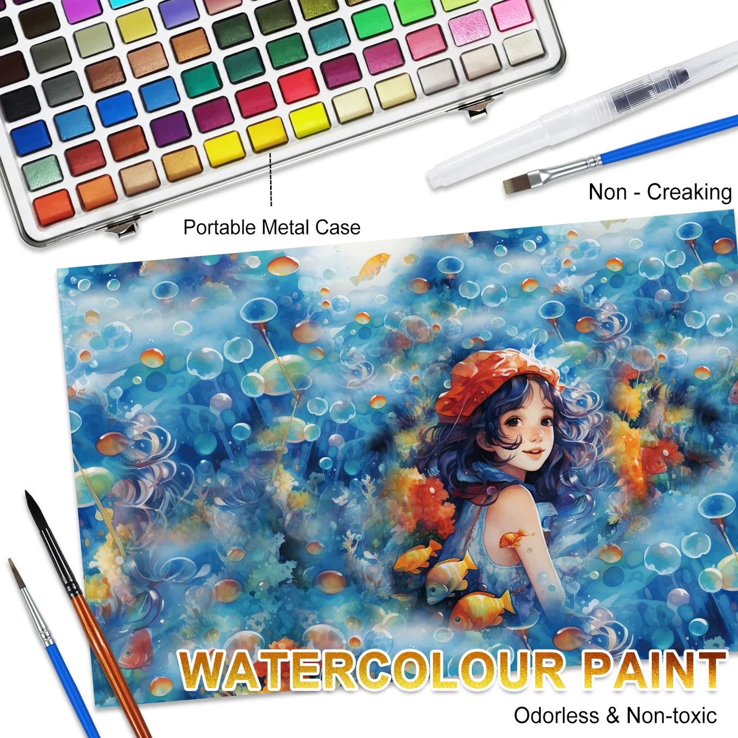 Chromanova – 100 Color Solid Watercolor Paint Set