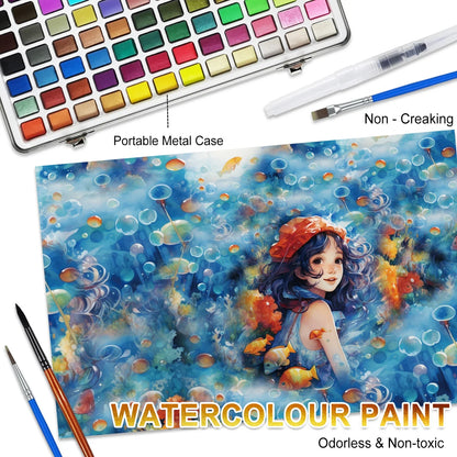 Chromanova – 100 Color Solid Watercolor Paint Set