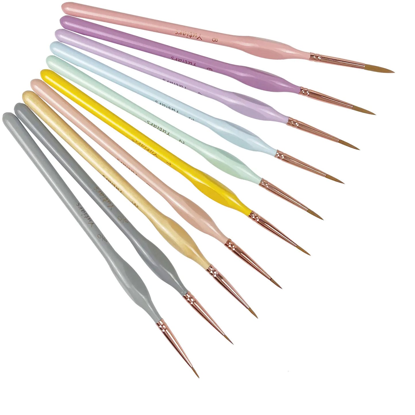 Pastelique – 10 Piece Colorful Fine Detail Paint Brush Set