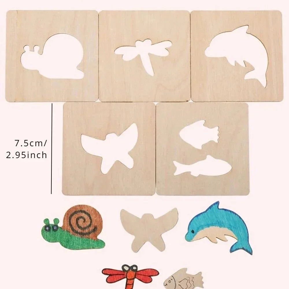 LearnoCraft – 20-Piece Montessori Drawing & Painting Stencil Set