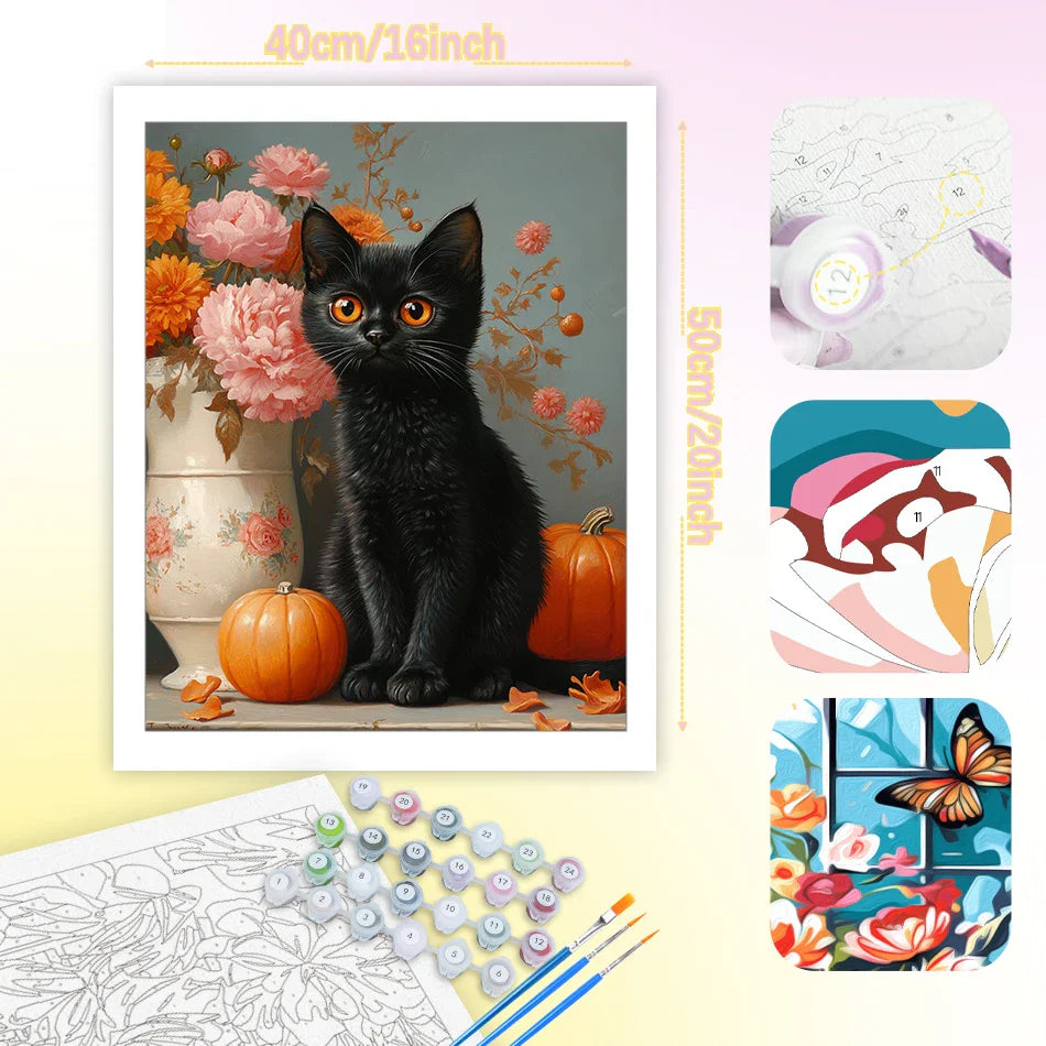 FeliMuse – Cat & Flower Paint by Number Kit