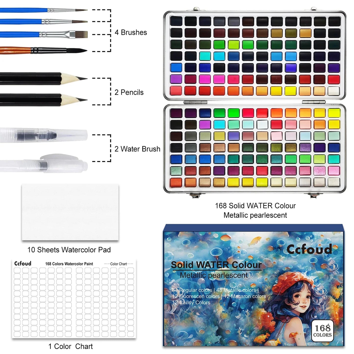 Chromanova – 100 Color Solid Watercolor Paint Set