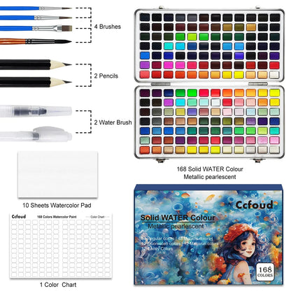 Chromanova – 100 Color Solid Watercolor Paint Set