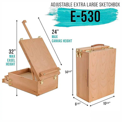CanvasMaster – Extra Large 2-Drawer Adjustable Wooden Sketchbox Easel