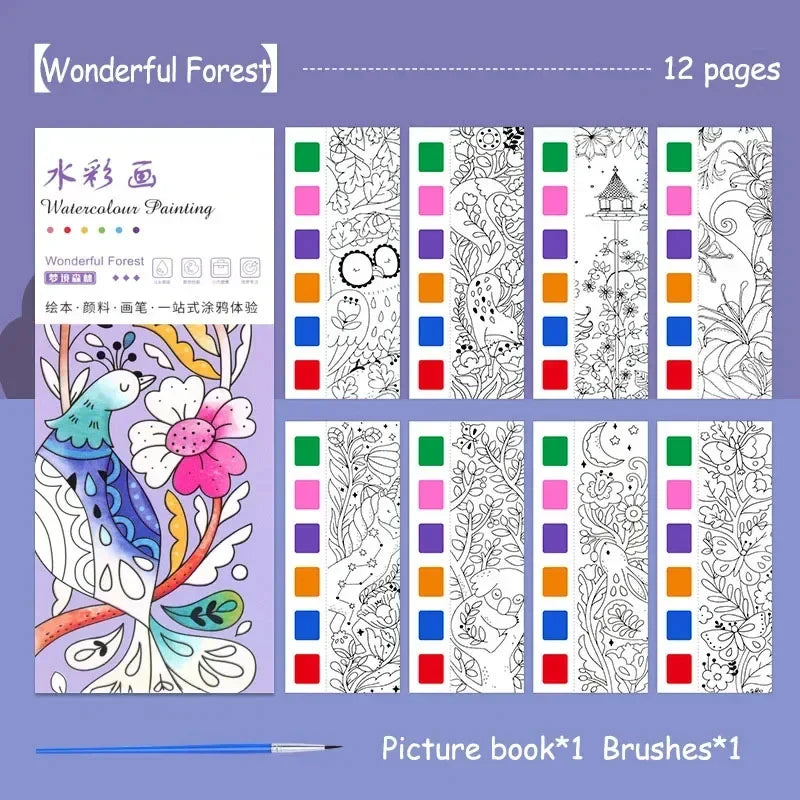 AquaTales – 12-Sheet Portable Watercolor Painting Book