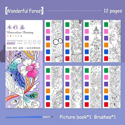 AquaTales – 12-Sheet Portable Watercolor Painting Book