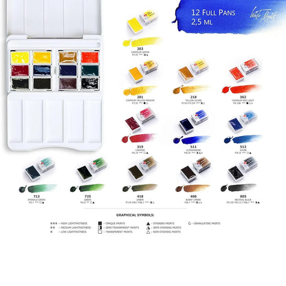 WhiteNite – Professional 12-Pan Watercolor Set