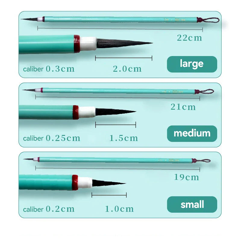 LineHeron – 3-Piece Hook Line Calligraphy & Watercolor Brush Set