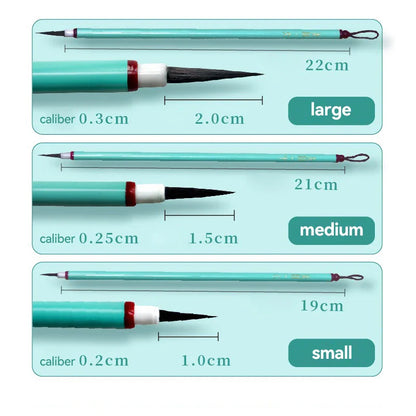 LineHeron – 3-Piece Hook Line Calligraphy & Watercolor Brush Set