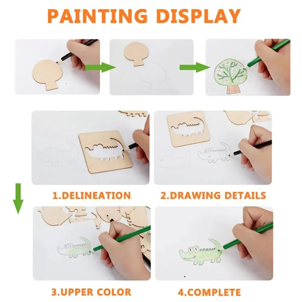 LearnoCraft – 20-Piece Montessori Drawing & Painting Stencil Set