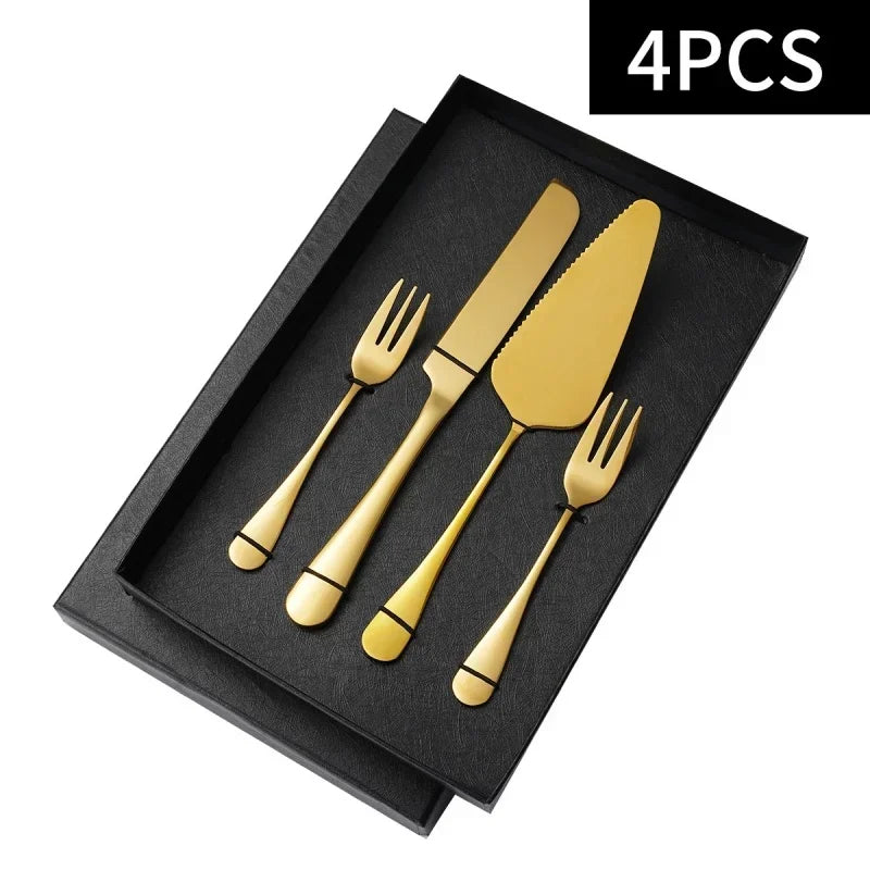 GleamEdge – 4-Piece Gold Stainless Steel Cake & Baking Knife Set