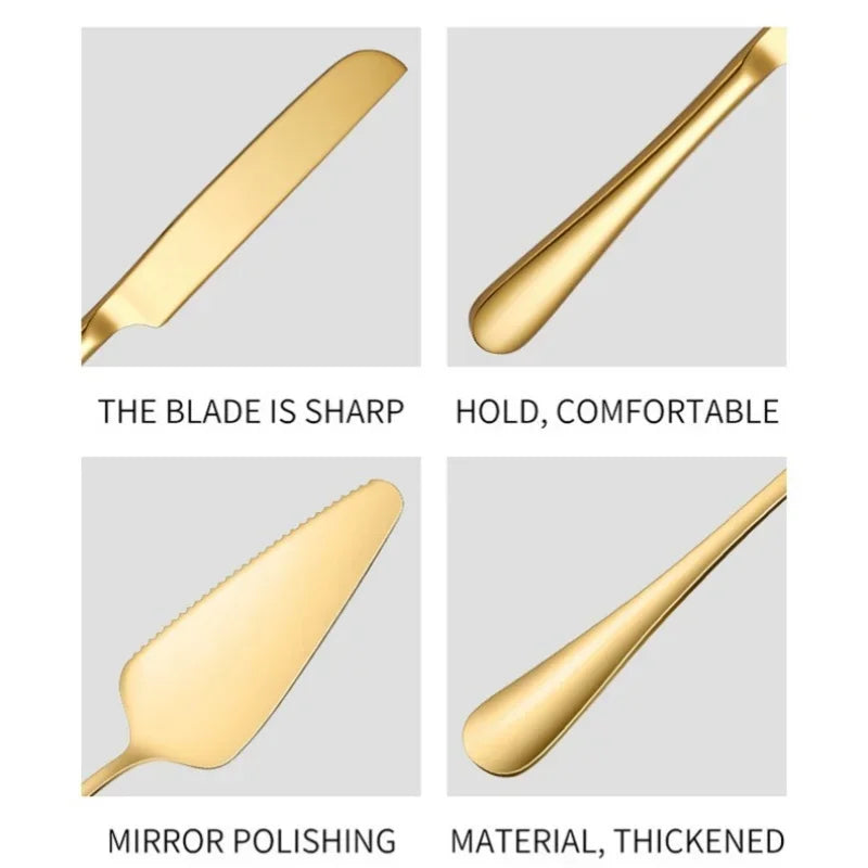 GleamEdge – 4-Piece Gold Stainless Steel Cake & Baking Knife Set