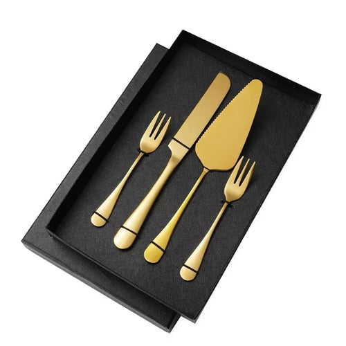 GleamEdge – 4-Piece Gold Stainless Steel Cake & Baking Knife Set