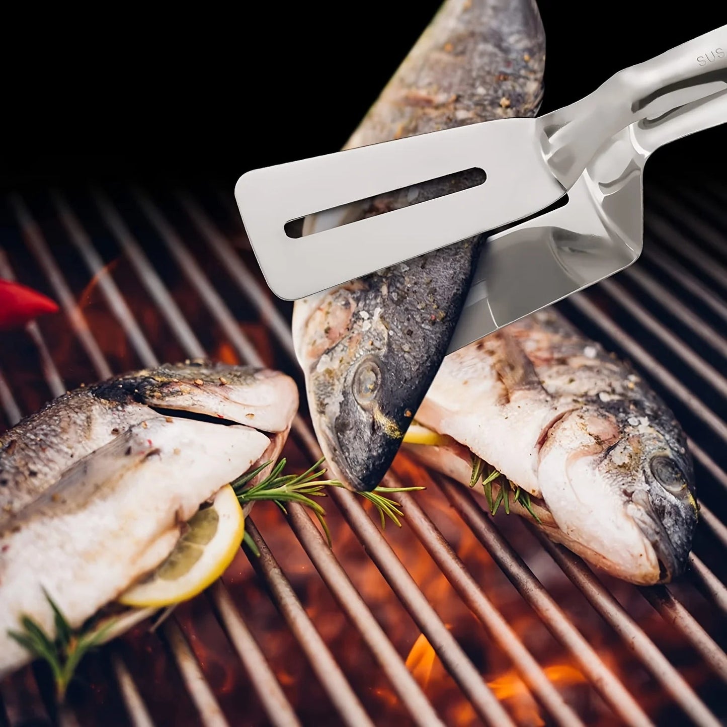Grillvix – Stainless Steel BBQ Steak Clamps & Food Tongs