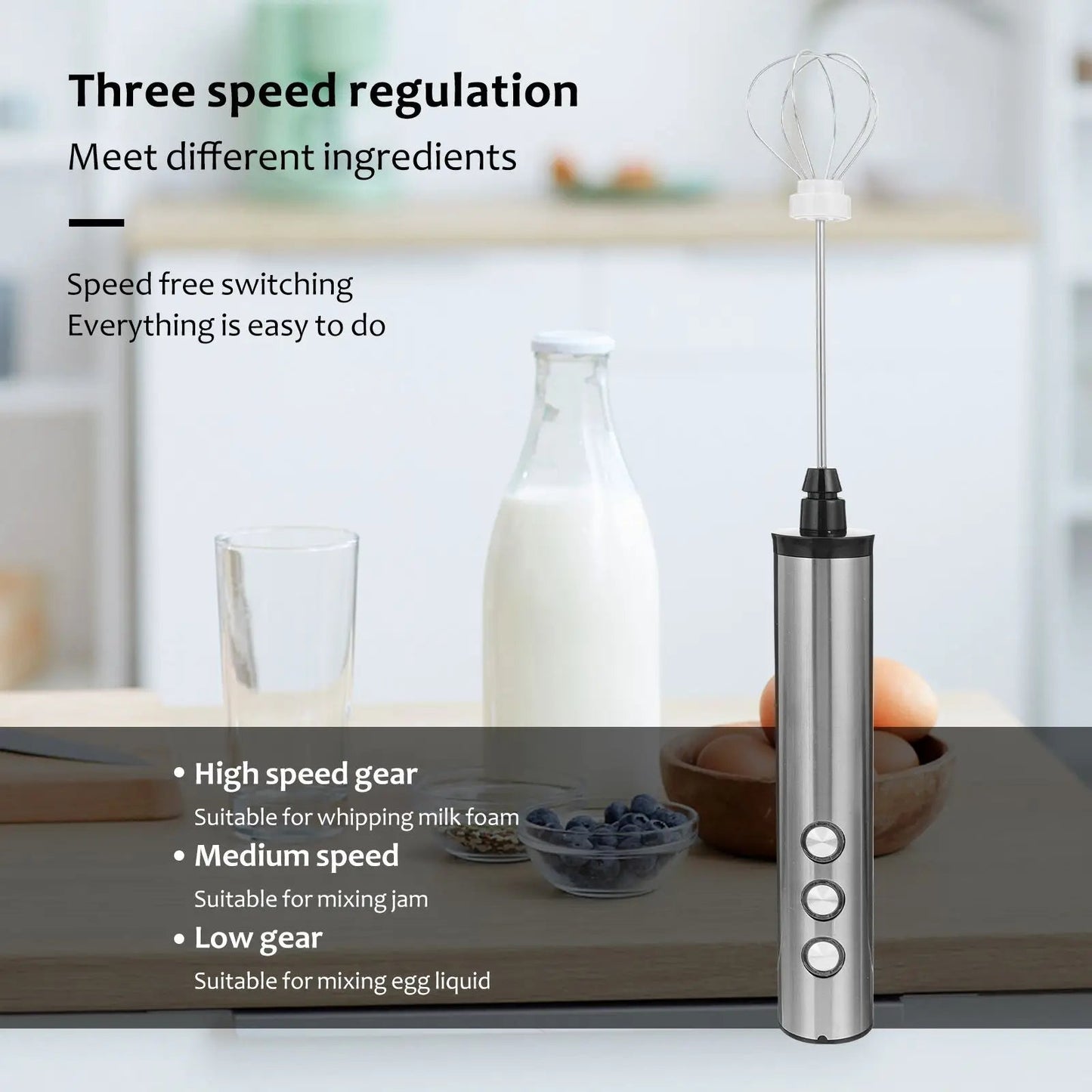 FrovaFoam – Stainless Steel Electric Frother Wand