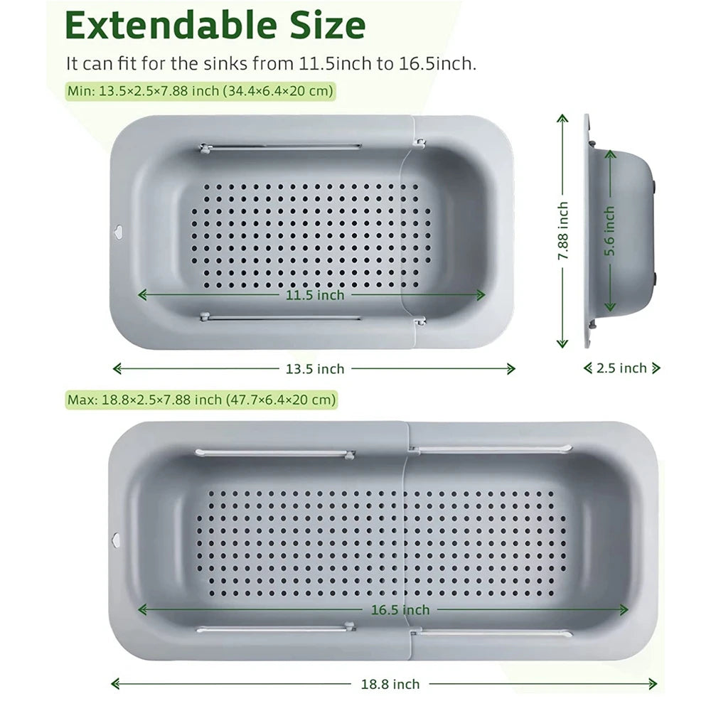 FlexiStrain – Over the Sink Collapsible Kitchen Colander