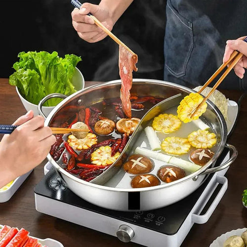 HotDuoza – 30cm Stainless Steel Twin Divided Hot Pot Cooker