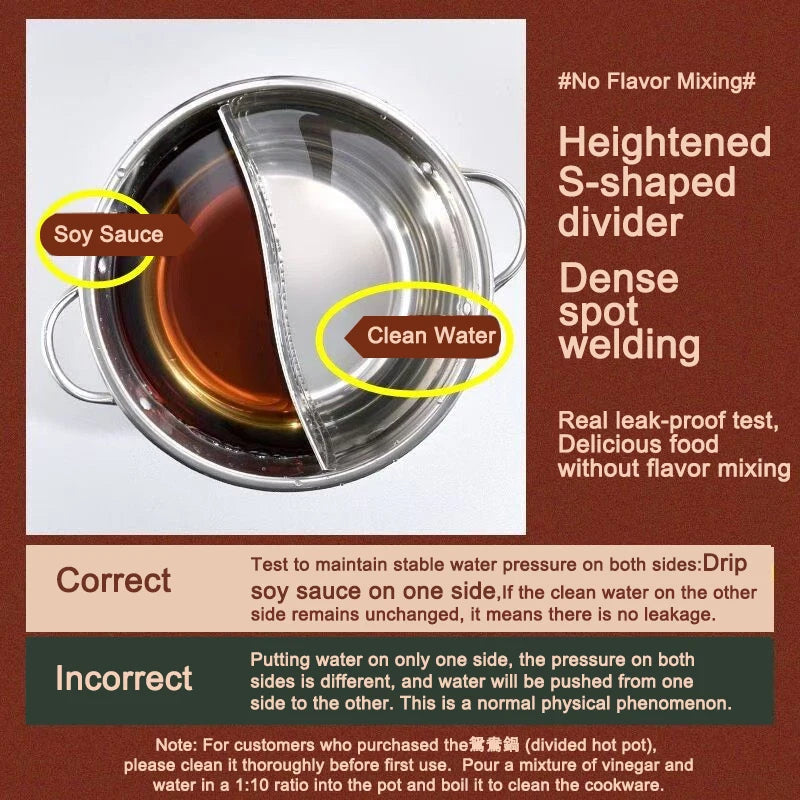 HotDuoza – 30cm Stainless Steel Twin Divided Hot Pot Cooker