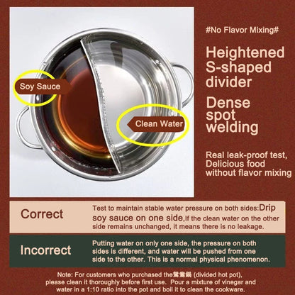 HotDuoza – 30cm Stainless Steel Twin Divided Hot Pot Cooker