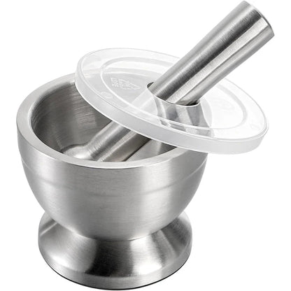 GrindVaulta – Stainless Steel Mortar & Pestle Set with Lid